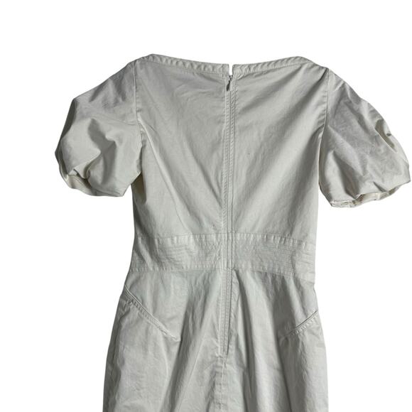 Zac Posen Z Spoke White Short Puff Sleeve V-Neck Sheath Mini Dress Size 4 - Picture 8 of 10